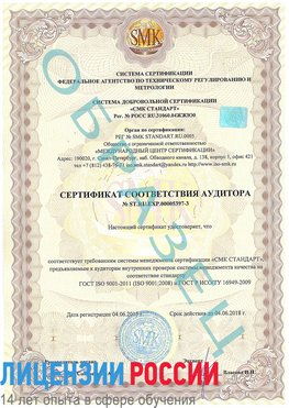 Образец сертификата соответствия аудитора №ST.RU.EXP.00005397-3 Фрязино Сертификат ISO/TS 16949